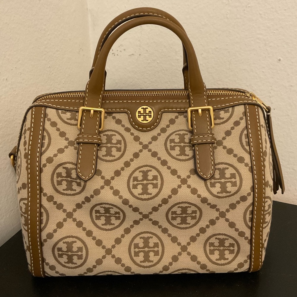 Tory Burch Brown Monogram Canvas Satchel